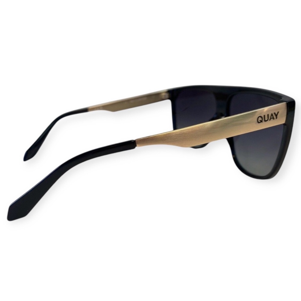 QUAY No Curfew Sunglasses Polarized Black Gold Frame Smoke Gradient Lens Unisex - Picture 10 of 15